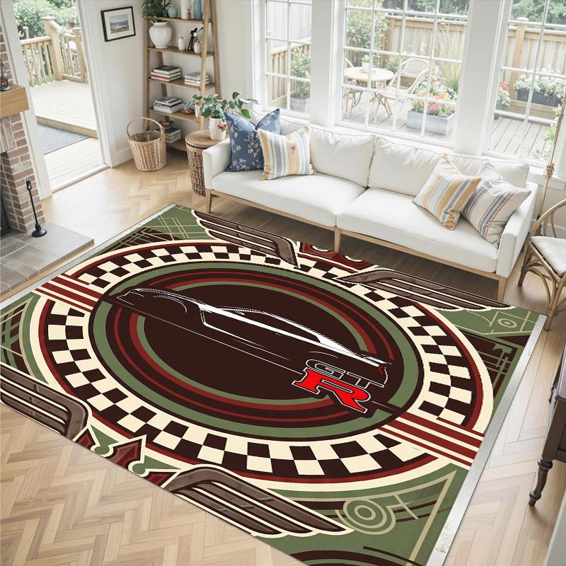 Nissan GT-R Design Crystal Velvet Carpet Cozy Non?Slip Printed Rug For Bedroom Living Room Entrance
