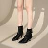 Мода 2025 Весна Женские Современные Ботильоны с Острым Носком Модные Короткие Ботильоны из Мягкой Кожи Лаконичная Обувь на Высоком Каблуке