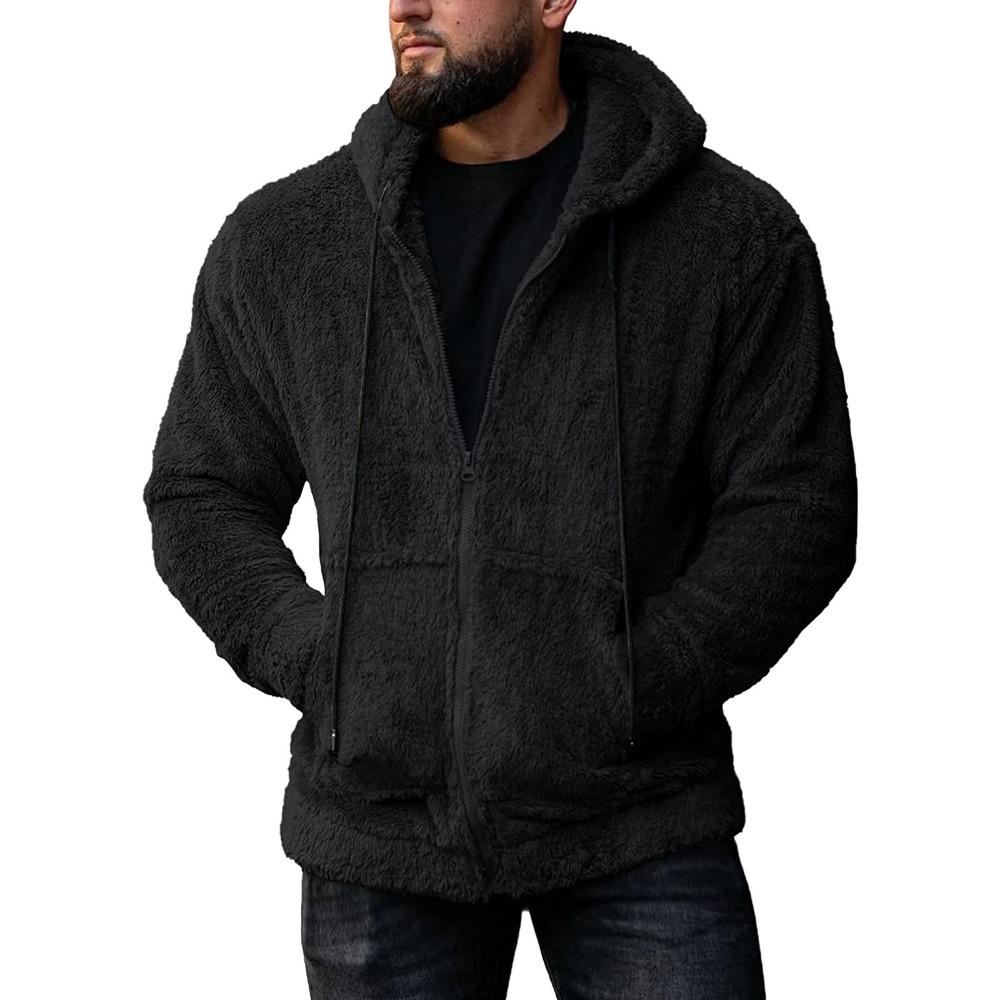 QICED Autumn Men's Fleece Cardigan Hooded Jacket