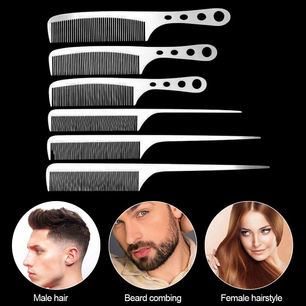 Silver Hairdressing Styling Comb Stainless Steel Metal Barber Comb New Anti Static Comb Barber
