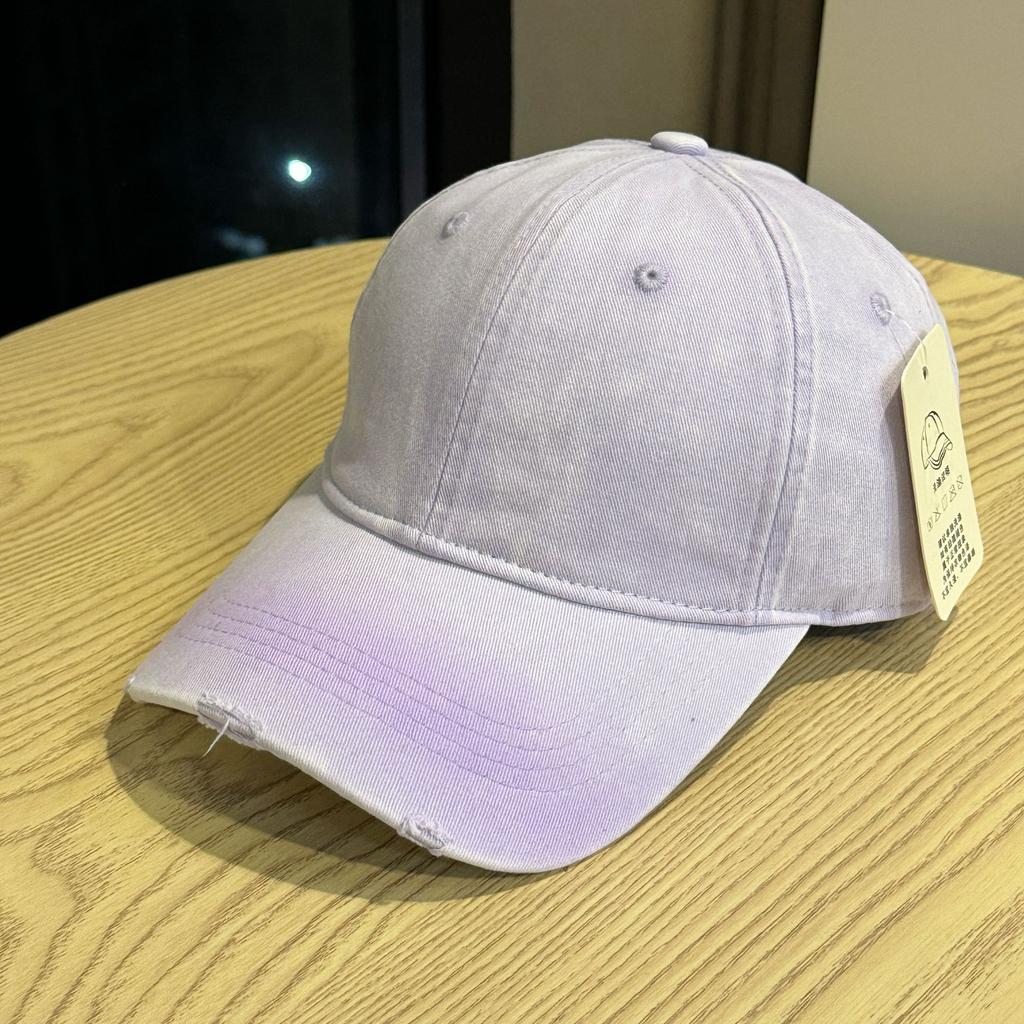 Autumn Personalized Frayed Soft Top Baseball Hat for Men and Women New Versatile Large Head Circumference Showing Face Small Gradient Peaked Hat Trend