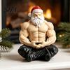 Unique Christmas Party Supplies Muscular Santa Claus Figurine, Funny Hilarious Resin Strong Statue, Novelty Holiday Figurine Collectible Desktop