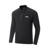 Li Ning Беговая серия Модная универсальная антибактериальная футболка с логотипом и воротником-стойкой, черная, мужские топы ATLV221-1