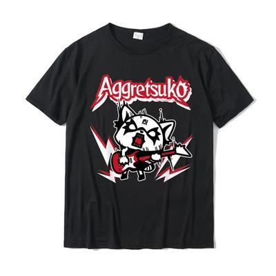 Футболка Aggretsuko Rocker Rage Повседневные Кастомные Топы Футболка Новый Дизайн Хлопок Женский Топ Футболки Большого Размера 70905