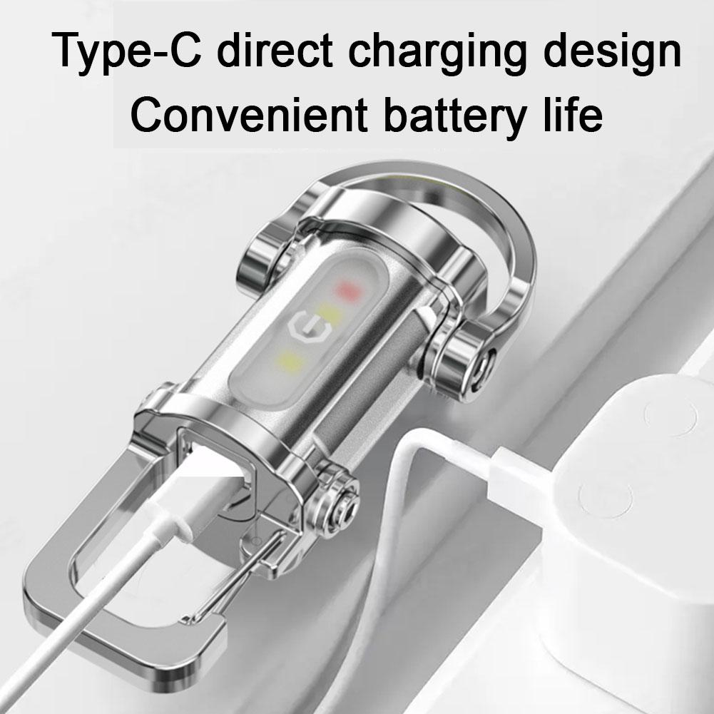 Rechargeable Keychain Flashlights 800 Lumens EDC COB Work Light 7 Modes Emergency Keychain Light for Walking Searching Hiking