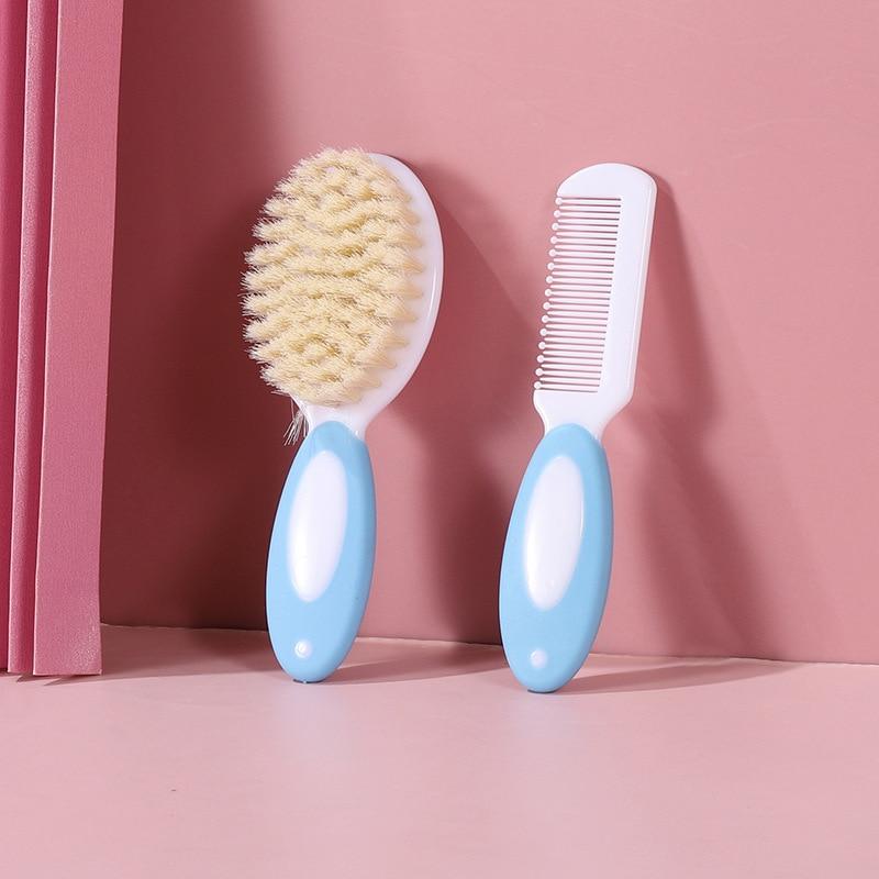 2 Pcs/Set Baby Hairbrush Comb Portable Newborn Infant Toddlers Soft Hair Brush Head Massager Set Baby Kids Hair Care Supplies