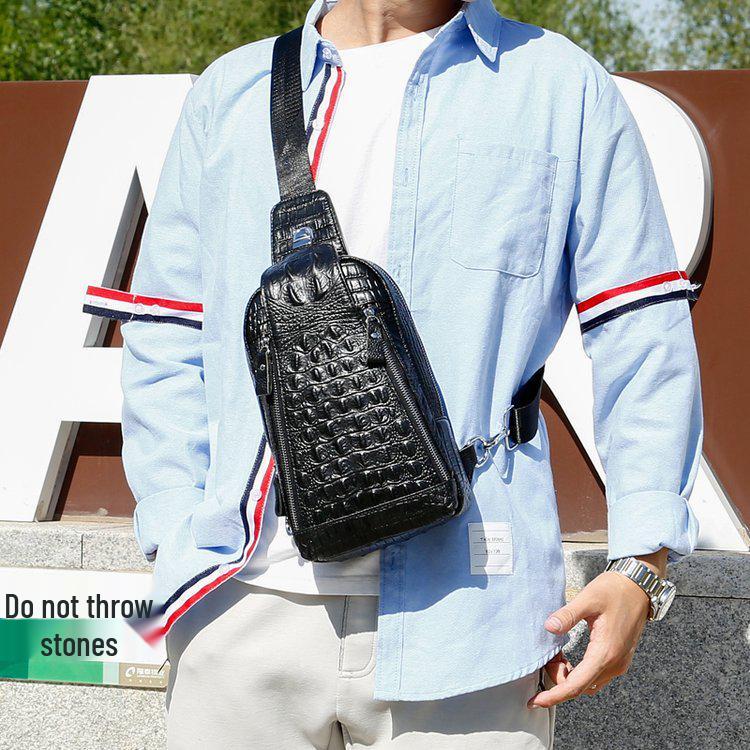 2023 Модная мужская сумка-кроссбоди из натуральной кожи с тиснением под крокодила