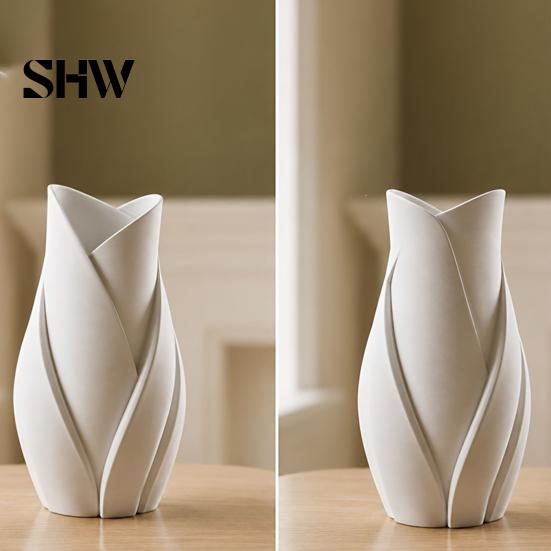 Contemporary Photography Props Leaf Shaped Art Vase, 3D Printed Matte Twisted Floral Modern Sculpture Unique Bionic Design Decorative Flower