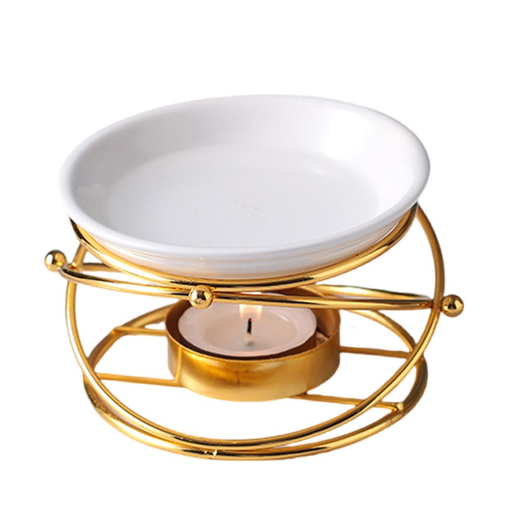 Metal Oil Burner Gold Ceramic Aroma Diffuser for Home Use Safe and Easy To Clean for Yoga Rooms and Spa Relaxation Space