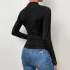 Women Solid Color Bottom Shirt Half High Collar Long Sleeve Bottoming Top Solid Color Slim Fit Pleated Pullover Tops