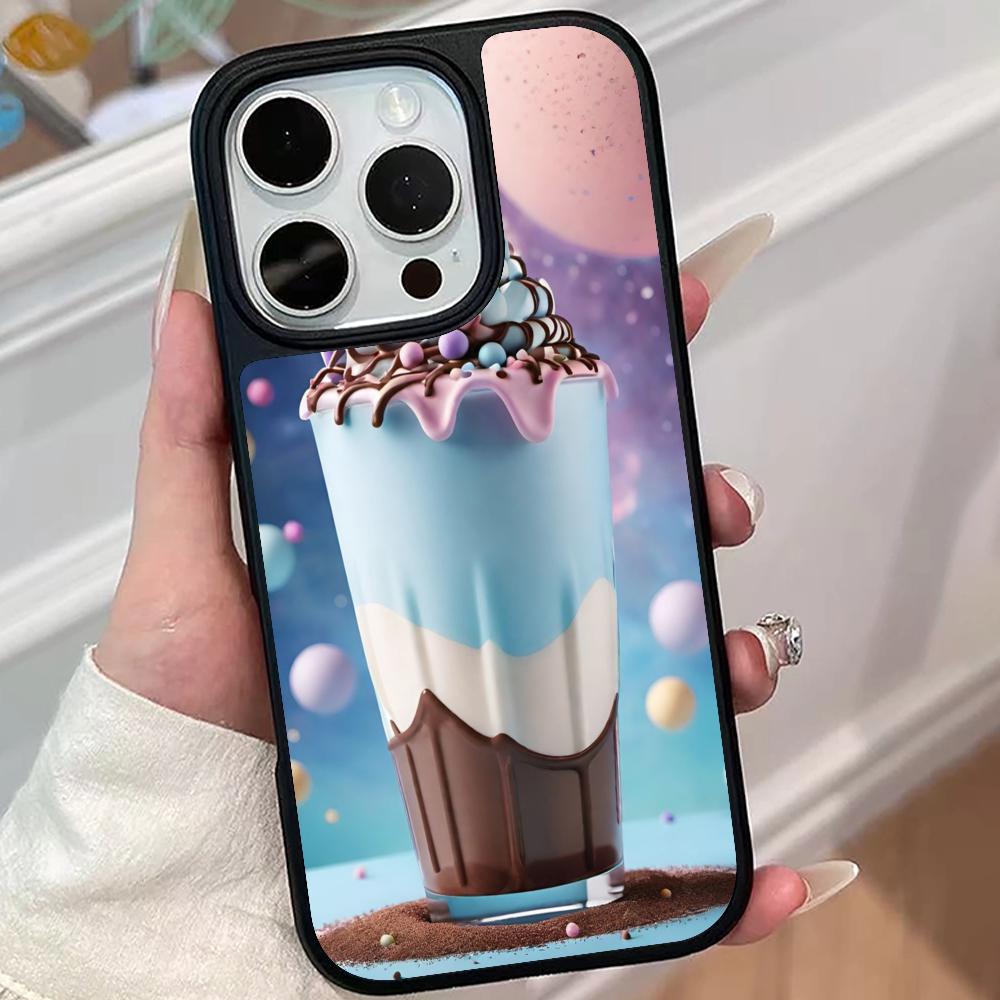 Чехол для мобильного телефона Молочный коктейль Мороженое для iPhone 17 16 15 14 13 12 11 Air Pro Max Plus Матовая поверхность Цветная крышка Роскошный Красивый