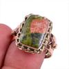 Натуральный драгоценный камень унакит двухцветное ювелирное кольцо из стерлингового серебра 925 пробы размер 8 i2E25