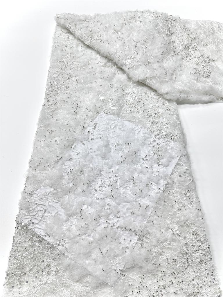 French Sequins Net 3d Lace Fabric 2026 High Quality African Lace Embroidered Nigerian Tulle Lace 5 Yards For Sewing Party Dress