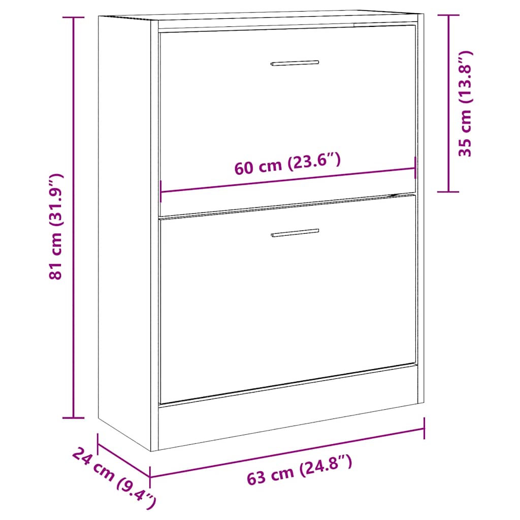 Shoe Cabinet Black 63x24x81 cm Particleboard