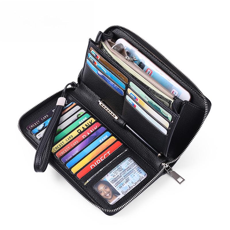 Женский кошелек из искусственной кожи с защитой от кражи RFID, большой вместимости, длинный и стильный, с несколькими отделениями для карт.