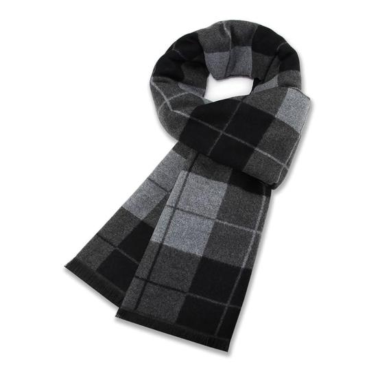 Men Scarf Plaid Print Winter Warm Thick Imitation Cashmere Long Scarf Medium Length Shawl Cold Weather Accessory