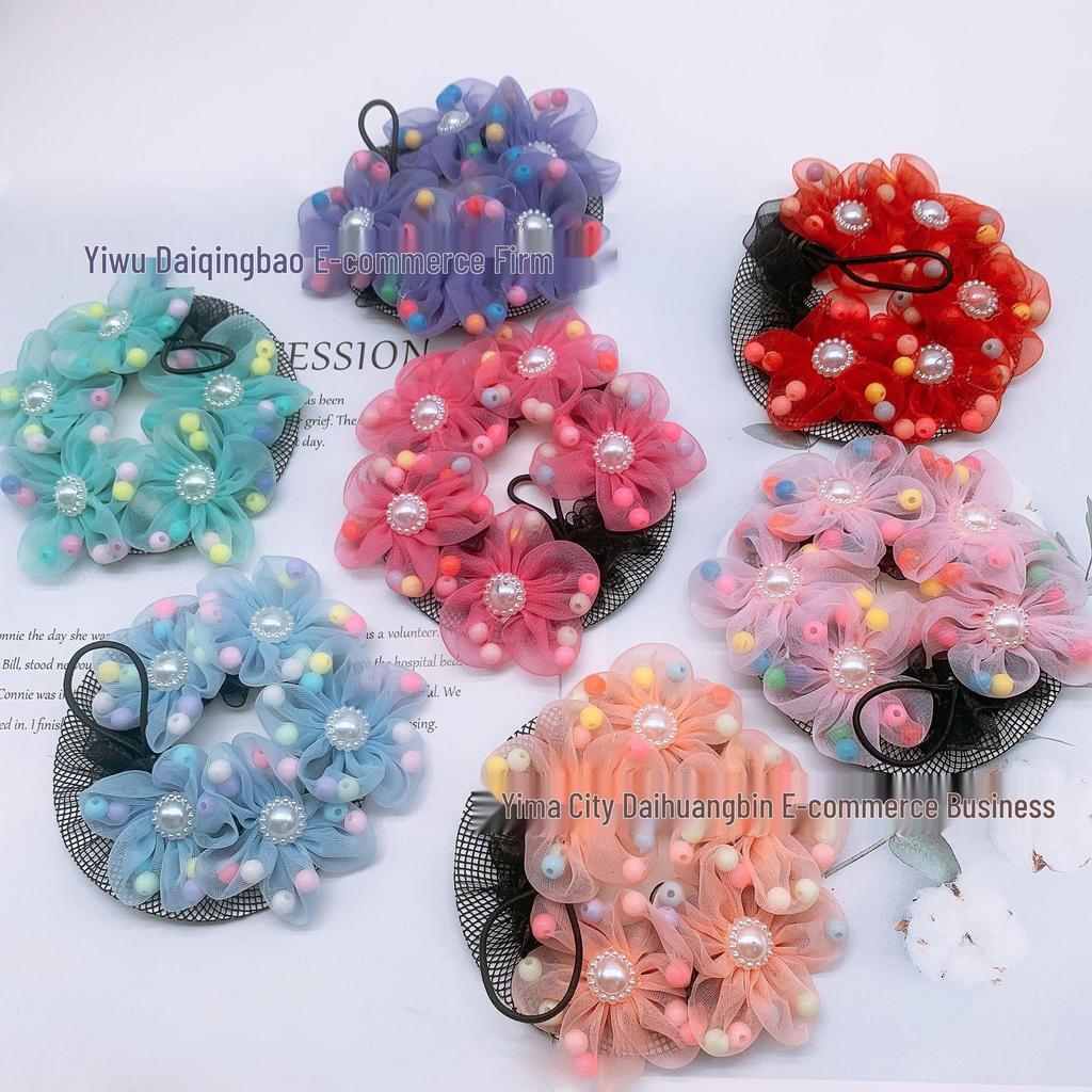 Детская жемчужная цветочная сетка для волос: Милый инструмент для укладки пучка для фестиваля и выступления