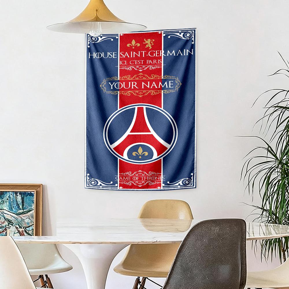 Paris Saint-germain Personalized Text Tapestry Cozy Personalized Tapestry Ultra-Soft Great for Home Decor Four Seasons Decor