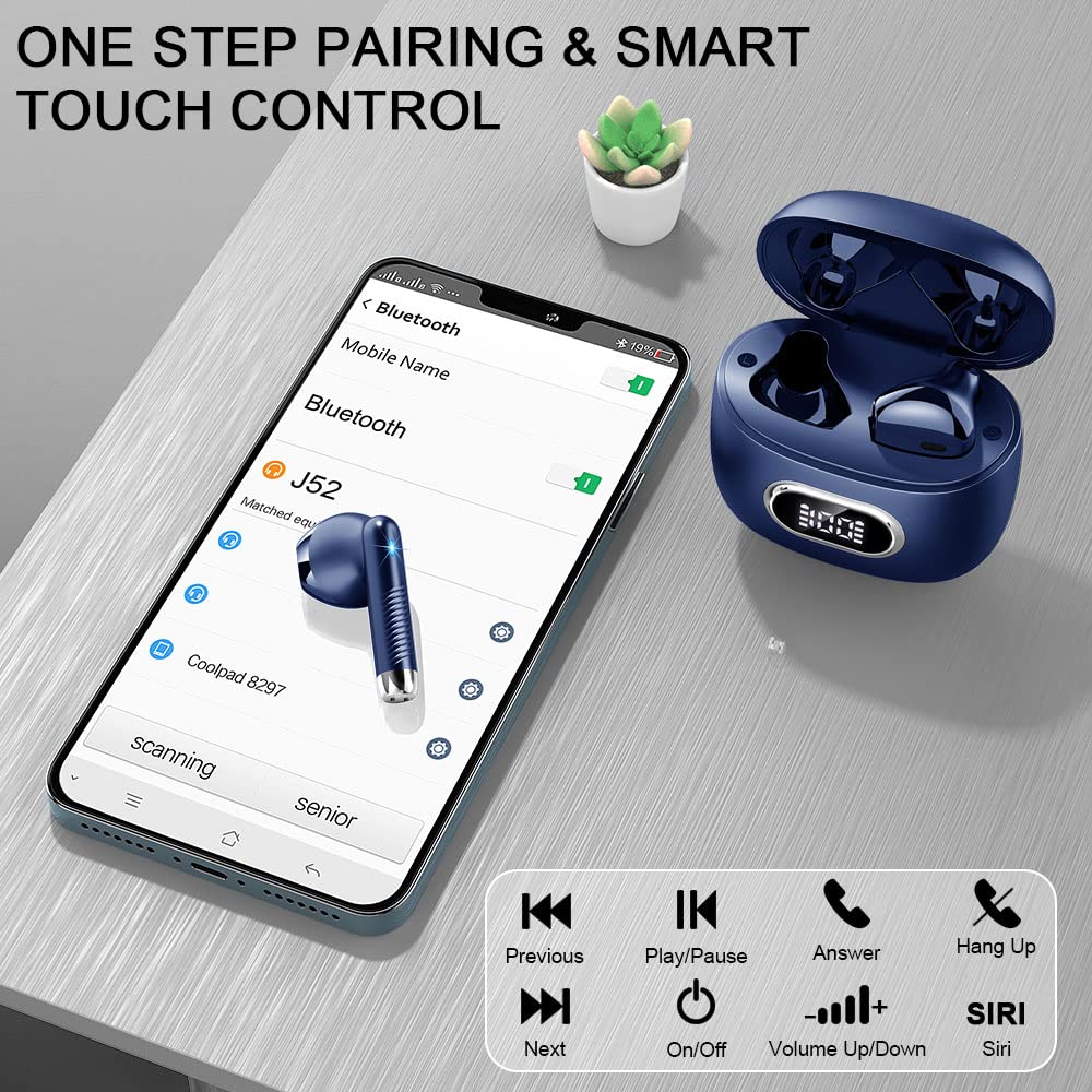 Беспроводные Bluetooth-наушники Самые популярные Bluetooth-наушники с 42 часами работы по Bluetooth Автоматические IPX7 ENC Шумоподавление Звук Быстрые Светодиодные Компактные и Совместимые с