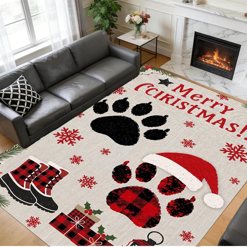 Christmas Printed Square Area Rug Soft Non Slip Floor Carpet For Bedroom Holiday Gift
