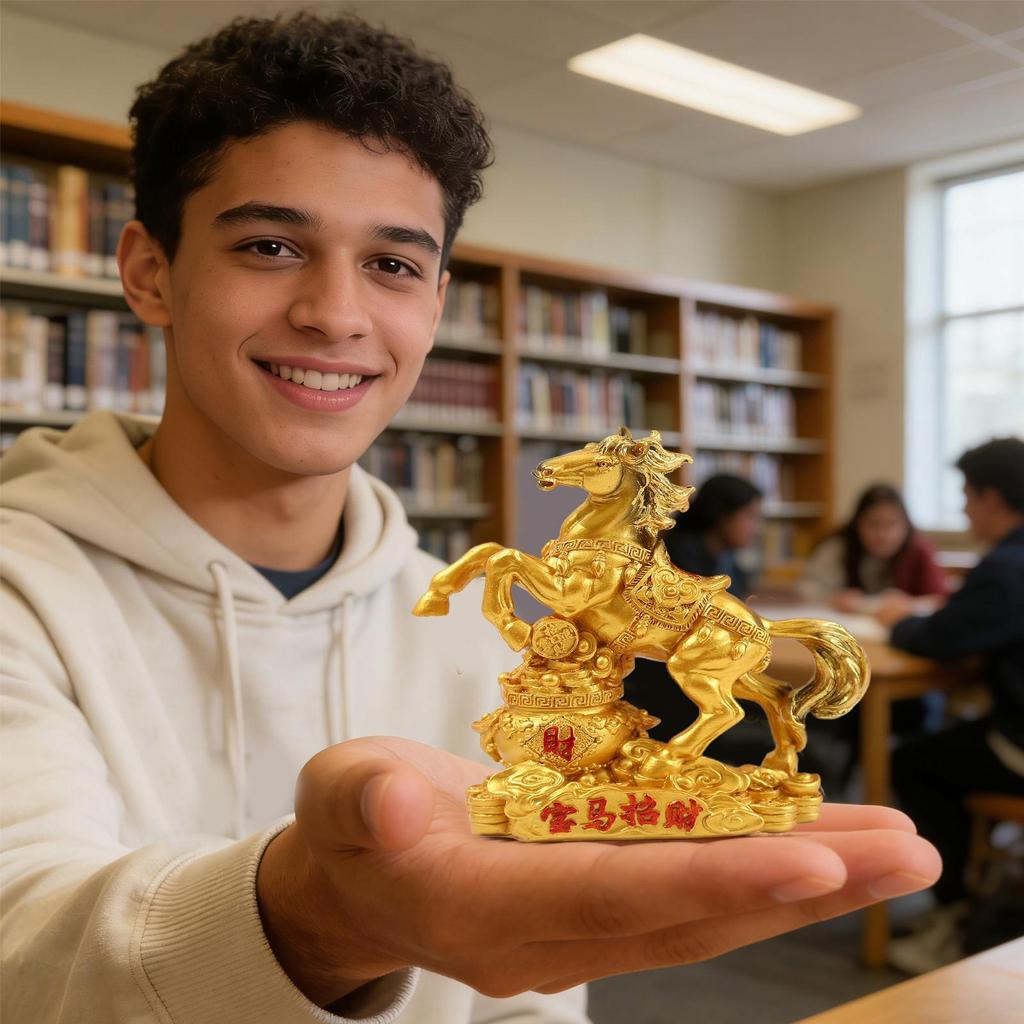 Смоляная Китайская Фигурка 2026 Год Лошади Зодиак Благословение Сувенир Фэн-шуй Год Лошади Искусство