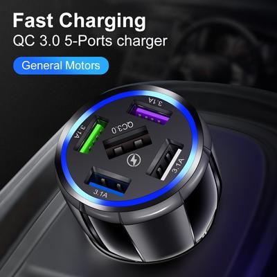 4 порта Usb3.0 Автомобильное зарядное устройство Супер быстрая зарядка Автомобильное зарядное устройство Адаптер для Iphone 13 14pro Xiaomi Samsung Quick Charge 3.0 Зарядное устройство