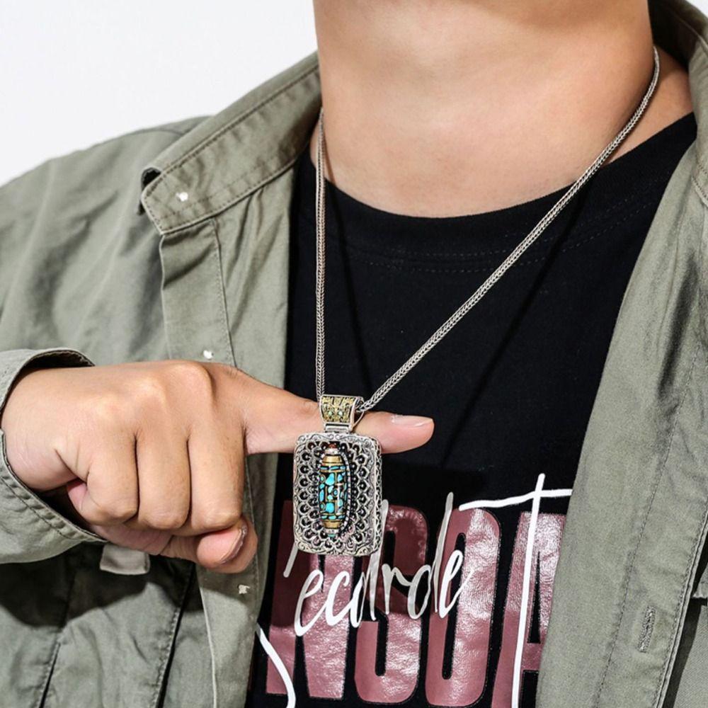 Vintage Men's Bohemian Necklaces Jewelry Pendant for Men Turquoises Pendant Necklaces  Women