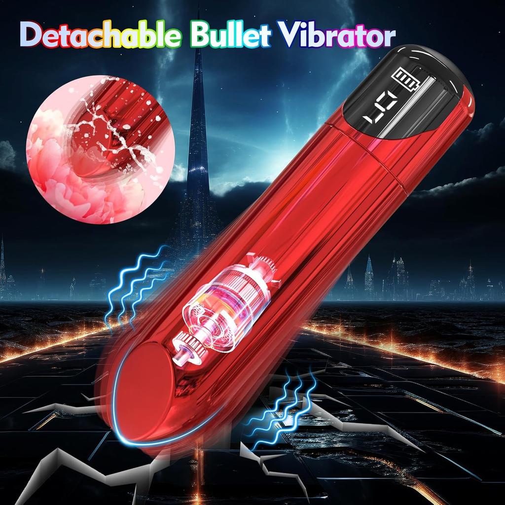 Male Masturbator with 9 Vibrations & LED Display,Vibrating Cock Ring with Detachable Bullet Vibrator Adult Sex Toys for Men Couple Male Sex Toy