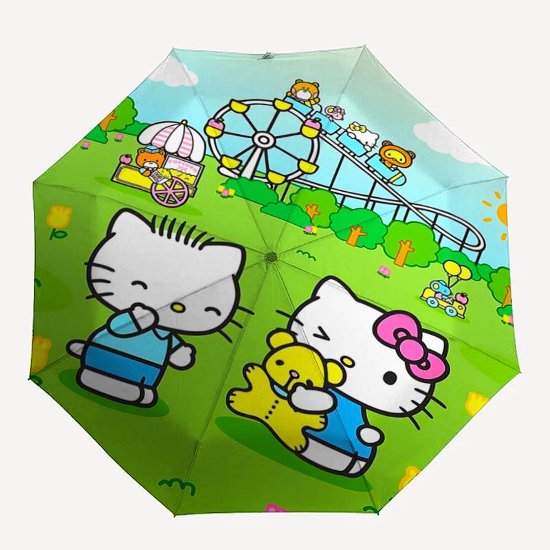 1pc Hello Kitty Automatic Opening/Closing Umbrella with Convenient Three-Fold Design, 8-Bone Iron Frame, Outdoor Umbrella, Perfect Gift for Fans, Trav