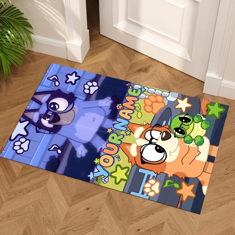 Bluey Customized Name Floor Mat Perfect for Decorate room Study room Game Room Dormitory Antislip Carpet Anime Office Decor Gift for Festivals