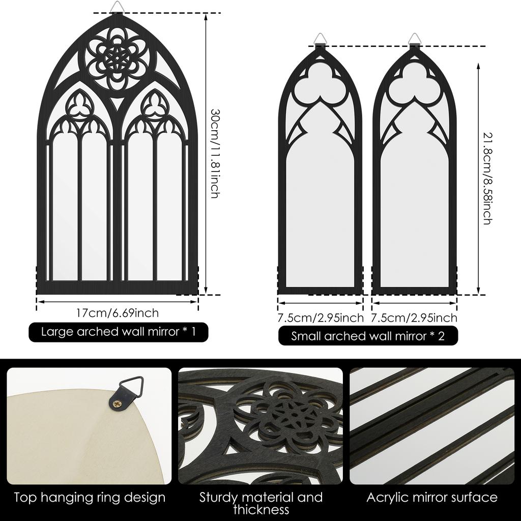 8 Styles Gothic Mirrors Wall Decor Vintage Cathedral Arch Frame Mirror Home Decorative Mirror Bedroom Art Wall Decoration