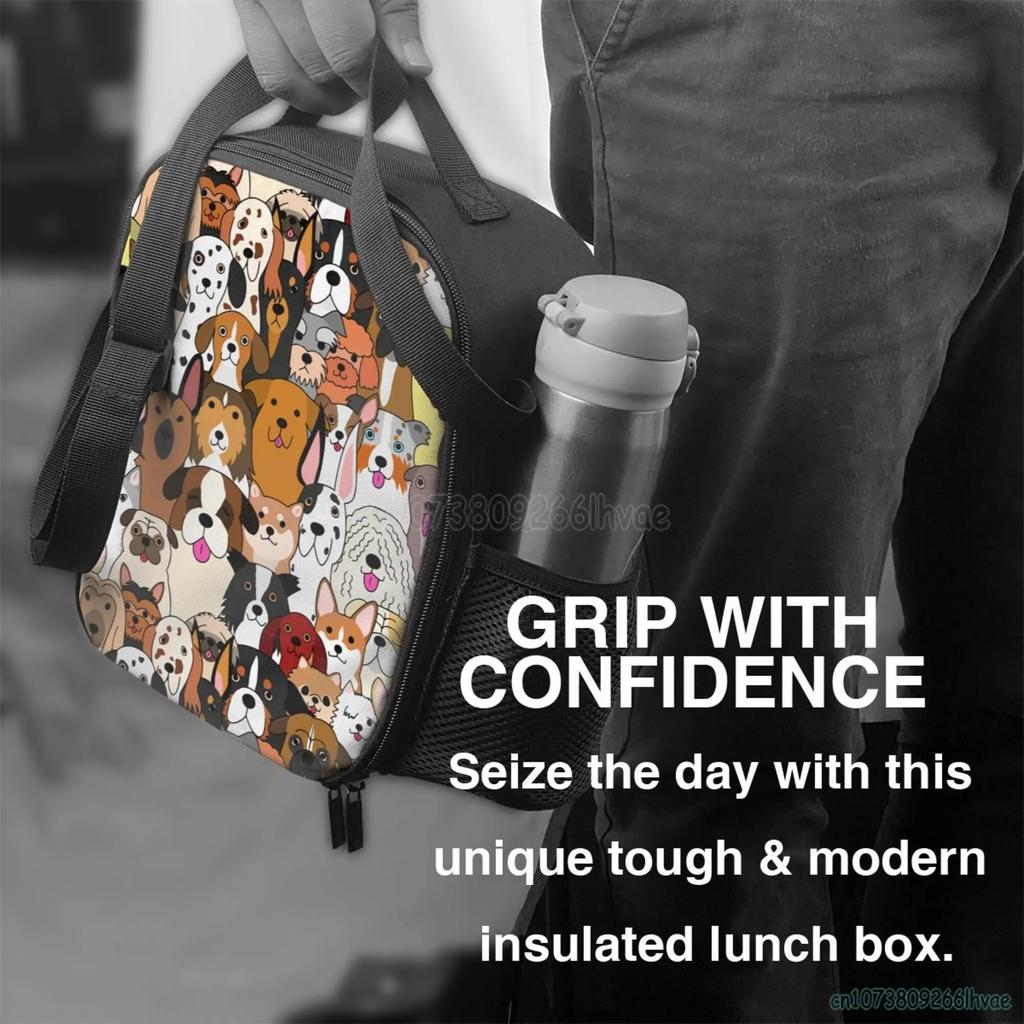 Мультяшный щенок собака изолированные ланч-боксы для работы пикника водонепроницаемый ланч-бокс сумка для ланча с застежкой-молнией регулируемый плечевой ремень