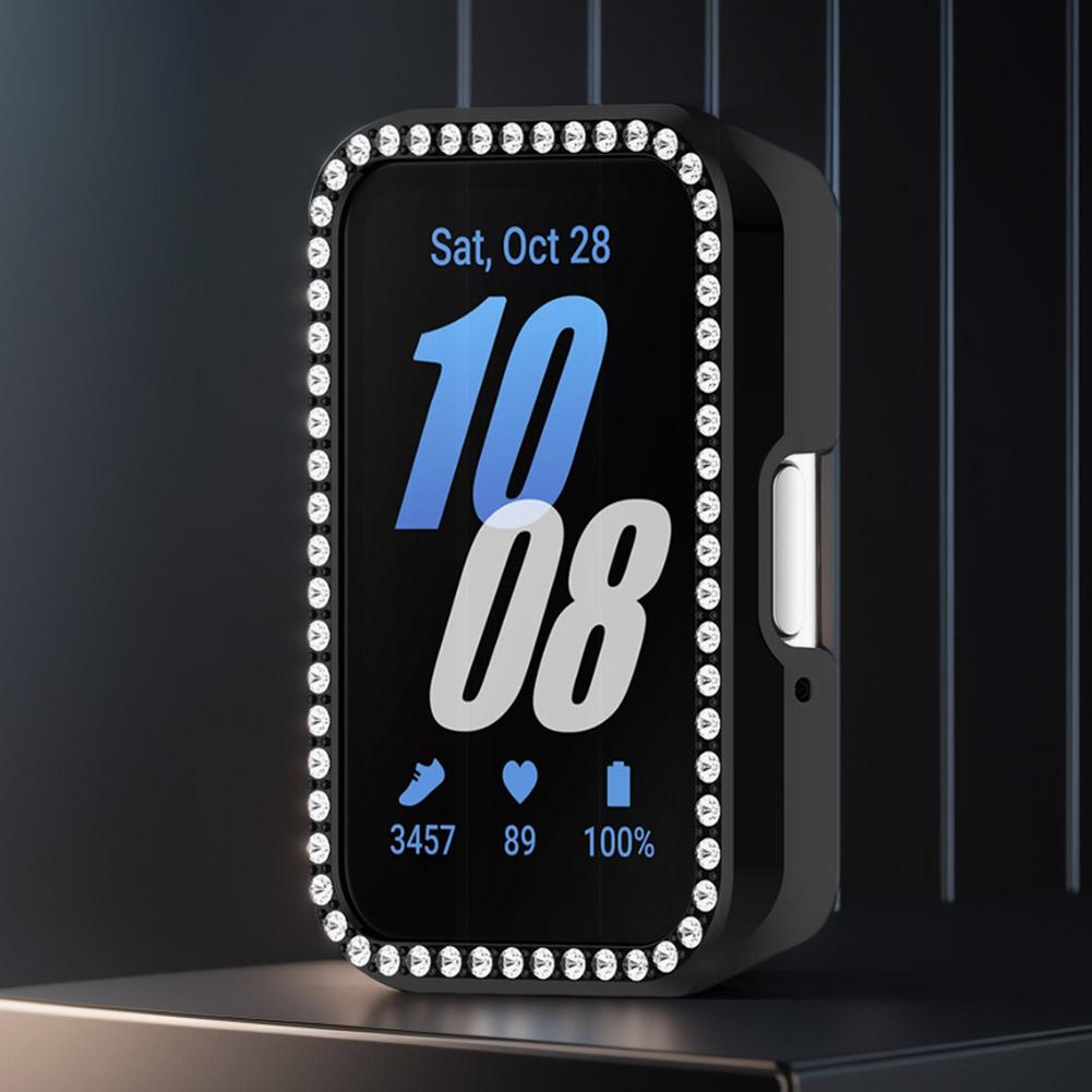 PC Diamond Inlaid Case Watch Half Cover Case Dustproof Smartwatch Protective Shell Anti-Scratch for Samsung Galaxy Fit 3