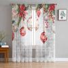Christmas And Winter Poinsettia Curtains For Living Room Bedroom Home Decoration Window Voile Tulle Curtain Drapes