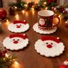 Knitted Cup Mat Santa Claus Table Mat Cute Christmas Insulated Coaster  Home Decoration
