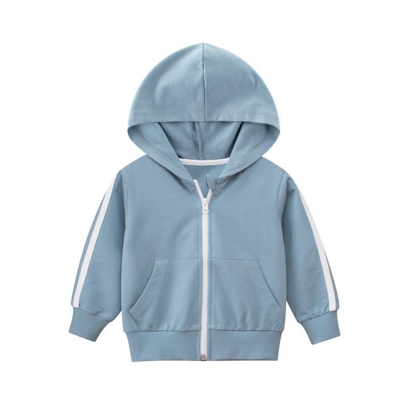 Childrens Spring Autumn Hooded Jacket With Cotton Fabric And Striped Design For Boys And Girls