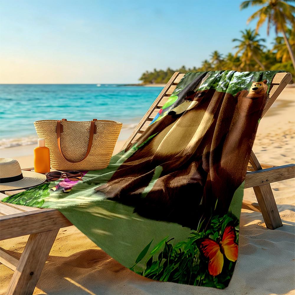 Masha Bear Beach Towel Soft Durable Quick-Dry Comfortable Lightweight