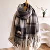 Korean Version Of The Gradual Change Plaid Warm Shawl Scarf Imitation Cashmere Unisex Atmosphere Versatile Fringed Scarf