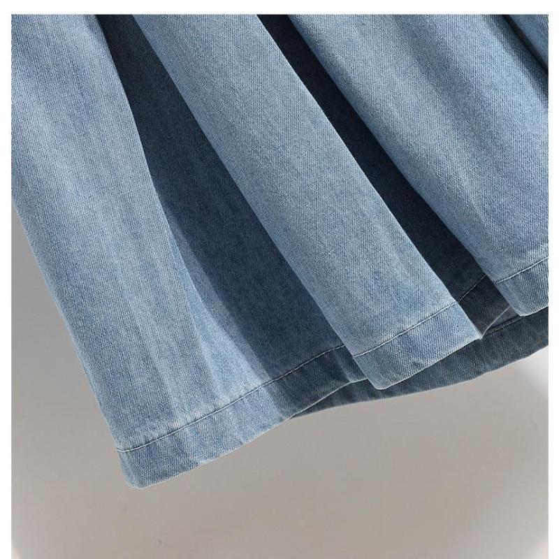 Ladies' Trousers Big Size Women's Denim Shorts Wide-legged Thin Section A Word Skirt Trousers Female Summer Thin Cover Belly Five-minute Trousers