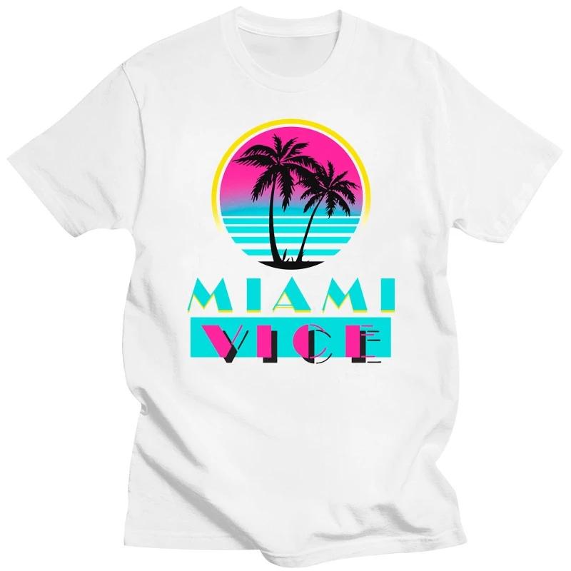 Летняя мужская черная футболка Harajuku Custom Miami Vice Tv Series T-Show Beach Logo Размер S - 5Xl, модная футболка в классическом стиле