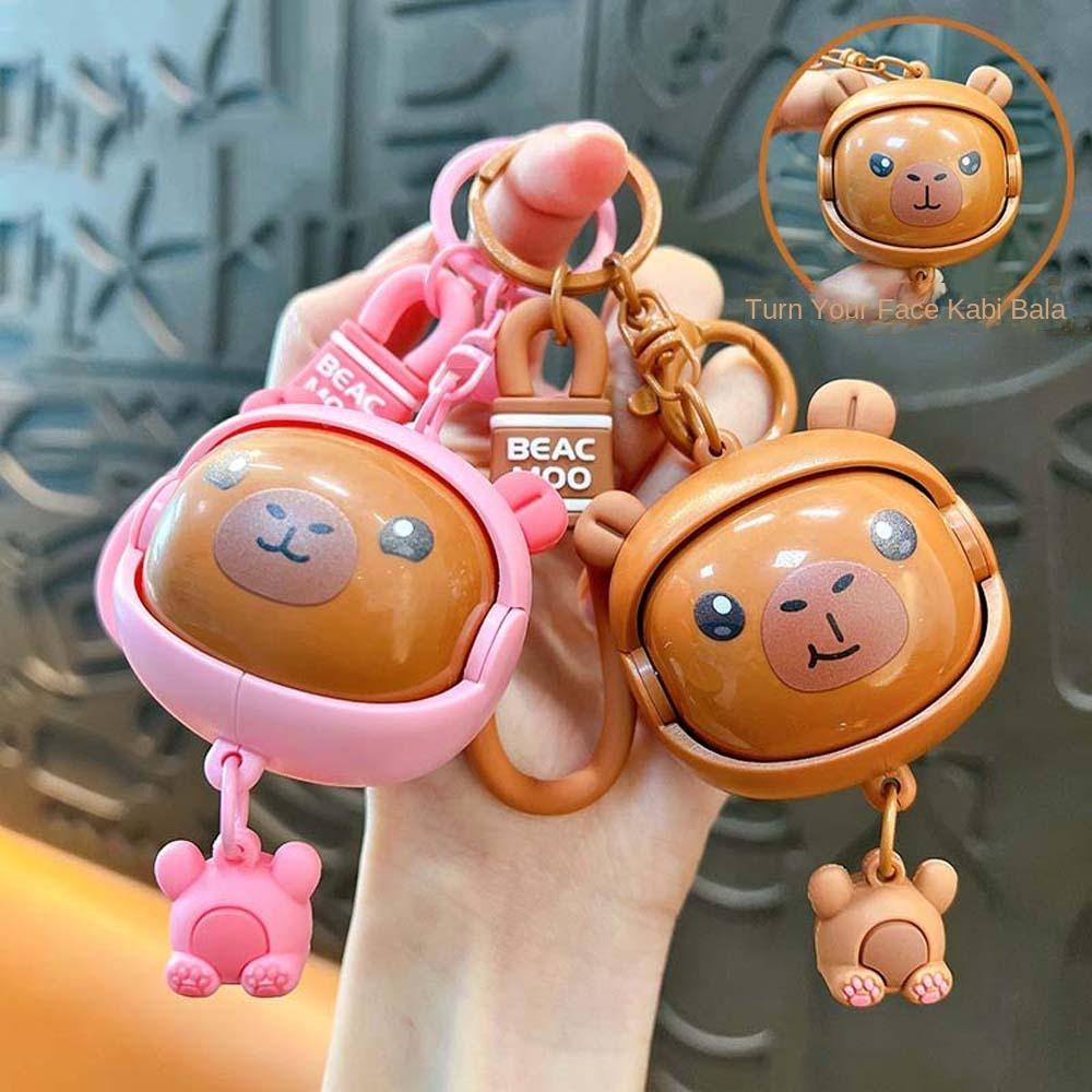 Собака Капибара Форма лица Подвеска с 4 лицами Мультфильм Кукла Брелок Игрушка с изменением лица Друзья