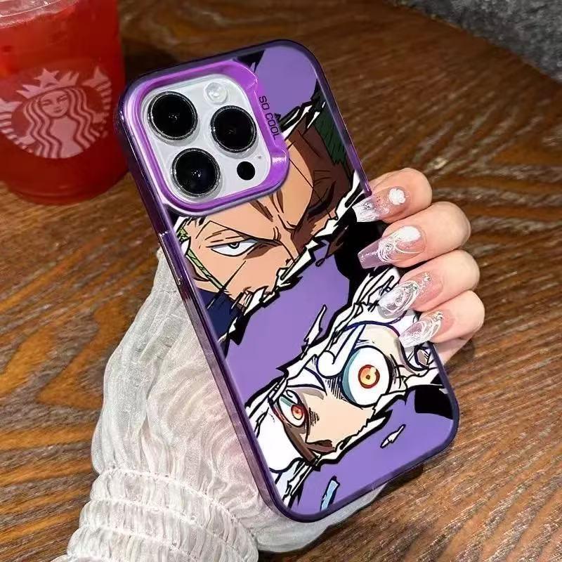 Чехол для iPhone 14-17 Pro Max с Луффи и Зоро - Энергичный дизайн, японский и корейский