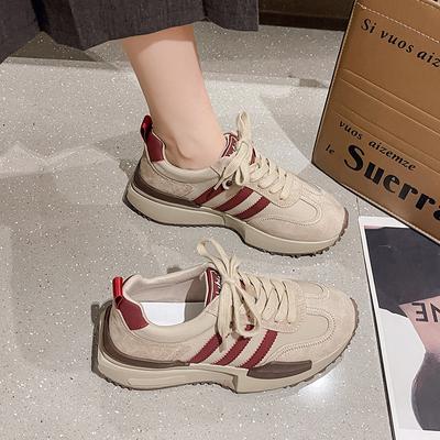 Женские кроссовки на платформе 2025 осень новые модели показывают ноги маленькими повседневные спортивные кеды универсальные популярные кроссовки Dexun dad