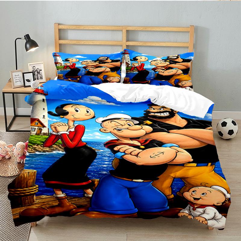 Popeye's Strength Displayed 3PCS Bedding set,Ideal for 1pc Duvet Cover And 2pcs Pillowcases Perfect for Fan gift,Ideal for Bedroom, Dormitory