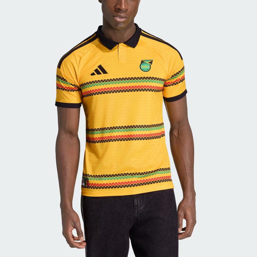 adidas Ямайка 26 X Боб Марли Домашняя футболка, Мужская приталенная футбольная футболка CLIMACOOL Яркое золото KD0959
