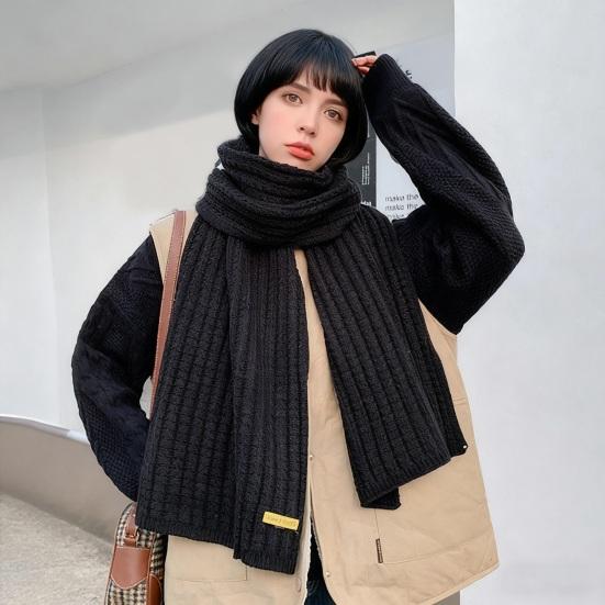 Women Scarf Thickened Warm Solid Color Scarf Autumn Winter Versatile Comfortable Knitting Long Scarf Fashion Accessory