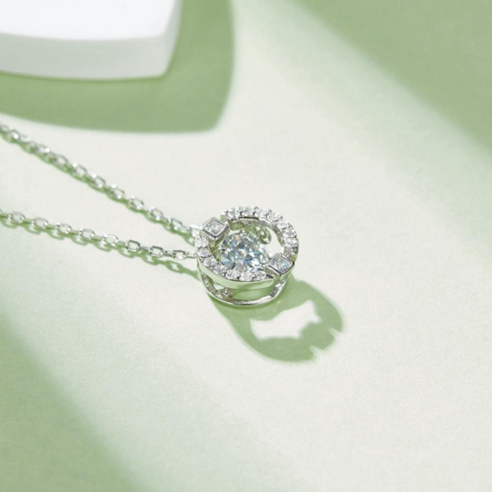 Стерлингового серебра 925 пробы, 5 мм, Гра Муассанит, пройденный тест, с бриллиантами, белое золото, кулон, ожерелья, помолвка, подарок на годовщину, ювелирные изделия