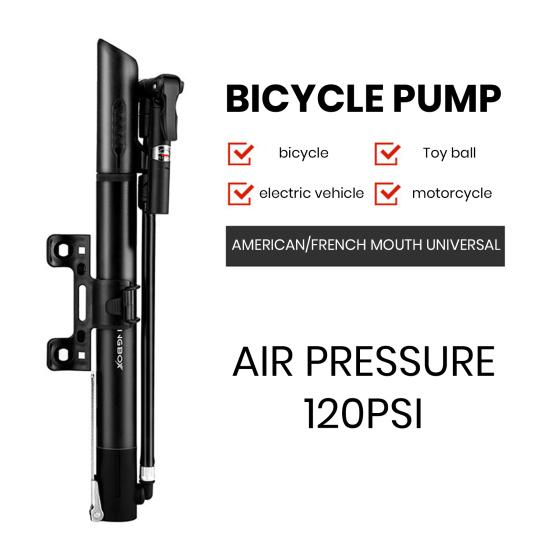 Портативный компактный велосипедный насос 120PSI, водонепроницаемый съемный велосипедный насос высокого давления из алюминиевого сплава, накачивающий шины