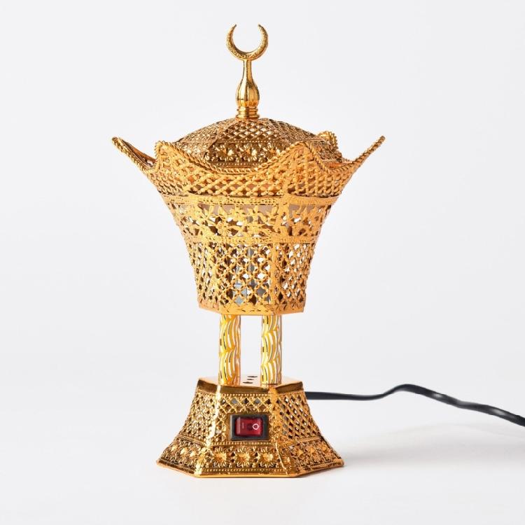 Элегантные Арабские Электрические Благовонницы Золотое Покрытие Улучшает Атмосферу Дома Высокие Температуры