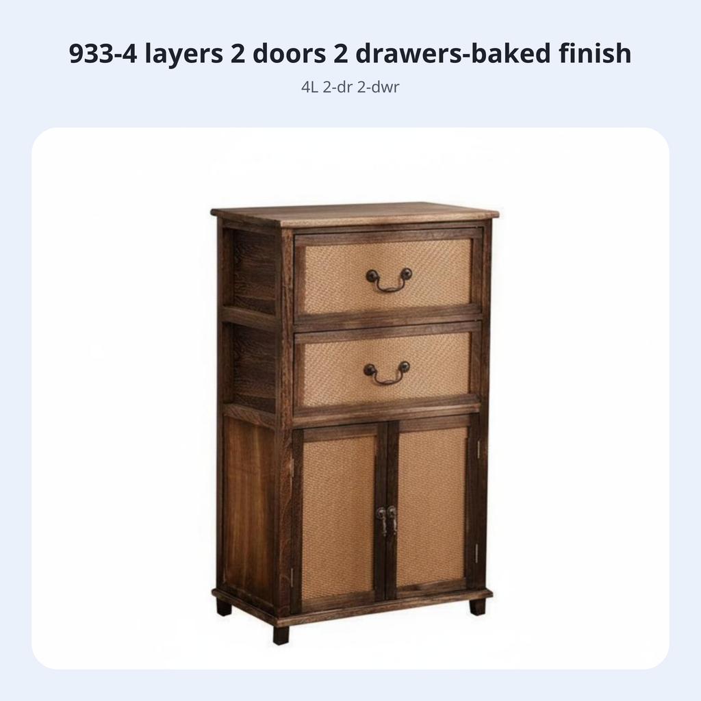 Rattan Door Cupboard Sturdy Wood Frame 2-Door Rattan Chest Vintage Design Multifunctional for Renters, Bedroom, Entryway